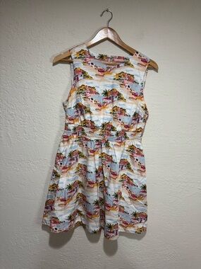 Boden Amalfi Coast Scenic Print Sleeveless Cotton Dress - Size 8P